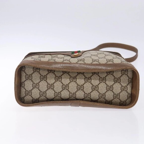 GUCCI GG Supreme Web Sherry Line Bag PVC Beige Gold 904 02 069 Auth BA3963 - Picture 5 of 16